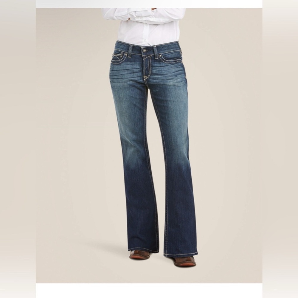 ARIAT Real Denim Mid Rise Stretch Original Boot Cut Jeans Womens Size 28s - Picture 2 of 7